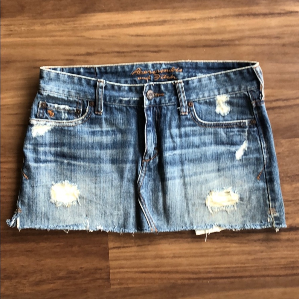 Abercrombie & Fitch Destroyed Denim Mini Skirt